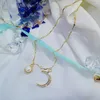 Collier ras du cou mode lune Peral pendentif collier pour femmes à la mode esthétique cou chaîne bijoux breloques initiales fête cadeau accessoires