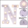 Dekoracja imprezy Dekoracja 26 Angielskie listy LED Nocne światło cyfrowe znak namiotu 3D Hang Hang Decor Wedding Birthday Dhgja