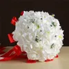 Holding Flowers Bride Ribbon Finted Korean Knot Wedding Simulação Rose Bouquet Studio Bride Shooting adereços