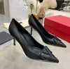 Shoes Designer High Heel Metal Square Buckle Pointed Toe Genuine Leather Thin Heels 6cm 8cm 10cm Black Matte Wedding Red Dust Bag 34-44