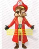 Cooles braunes Piraten-Chipmunk-Maskottchen-Kostüm, Mascotte Chipmuck, Eichhörnchen Scuiridae mit großem roten Hut, schwarzer Blinder Nr. 1715, kostenloses Schiff