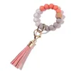 Partie Silicone Perles En Bois Porte-clés Daim Gland Bracelet Porte-clés Anti-perte Bracelet Porte-clés pour La Maison Bois Perlé Artisanat Décoration De Voiture Pendentif FY3656 ss1124