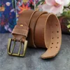 Belts 43MM Double Pin Belt Buckle 125CM-135CM Long Thick Leather Men Ceinture Homme Cowboy Jeans Yellow Waist MBT0018N