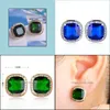 Stud Stud Mechosen Luxury Zirconia Square Earrings Royal Blue Rhinestone Max Brincos Grandes For Personality Women Aretes Jewelry Dr Dhity