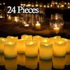 12 24st Creative LED Candle Lamp Batterispoyed Flameless Tea Light Home Wedding Birthday Party Decoration Supplies Dropship Y200531243V