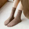 Socken Strumpfwaren Neue frauen Herbst Winter Casual Einfarbig Atmungs Lange Weibliche Plain Japanischen Stil Damen Pile Komfort T221102