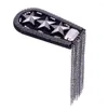 Brooches Five-pointed Star Tassel Epaulet Rhinestone Shoulder Board Costume Badge Decor For Man Women
