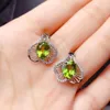 Pendientes de botón Moda Peridoto verde natural Piedras preciosas Mujeres Gema de plata 925 Certificado de ley Regalo de Navidad