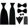 Bow Ties 7 PCS Mens Satin Satin Skinny Wide Necktie Bowtie Pocket Cufflinks Set BWSET0303