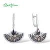 Boucles d'oreilles SANTUZZA en forme d'éventail pour femmes, argent Sterling 925 pur, placage noir et blanc, améthyste CZ spinelle, fête Fine Chic J8218156