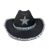 Berets Performance Hat Cowboy Star Sequin Kids Party Cosplay For Men Cowgril Adult Costume