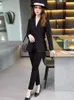 Women's Two Piece Pants Long Blazer Office Uniform Lady Dress Design Woman Suit