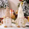 Gnomes Christmas Decorts مع LED LED Plush Doll Tabletop الحلي الشتوية ديكور المنزل Decor