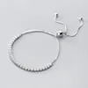 Link Bracelets Fashion Silver Color Box Chain Rhinestone Zirconia For Women Jewelry Accessories 2023