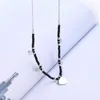 Подвесные ожерелья 2022 Прибытие Женские черные каменные подвески сердца Серебряная цепь для женщин ювелирных изделий N090