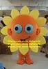 Fancy Orange Sun Flower Sunflower Mascot Costume Mascotte Helianthus Annuus Himawari med Big Round Head Adult No.507 Gratis fartyg