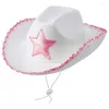 Berets Western Style Sequins Star Print Filt Cowboy Hat Cowgirl trouwfeest accessoire