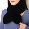 Scarves Scarf women winter thickened warm rabbit fur scarf multifunctional neck protection plush cross for men and 221105