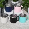 14oz Coffee Mugs with Handle lid Stainless Steel Travel Tumbler Double wall Powder Coated Cup Vacuum Insulated Camping Mug Container Water Bottle SS1107