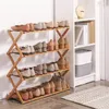 Rangement de vêtements pliable étagère à chaussures organisateur 3/4/5/6 couches armoires en bambou étagère support de maison chaussures pour porte de dortoir