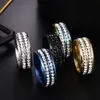 Bagues Punk Vintage noires pour hommes et femmes, bijoux en acier inoxydable, deux rangées de pierres CZ, bague de mariage