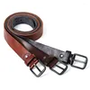 Belts Cattle Leather Men Belt Washed Vintage Style Waist With Pin Buckle Full Grain Ceinture Wide Pasek