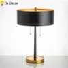 Table Lamps Nordic Black Metal LED Lamp Office Decor Cloth Lampshade Desk Bedside Reading Bedroom