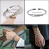 Bracelet Bangle Sier Couleur Couple Twist Écriture Couture Haute Qualité Hiphop Bijoux Personnalisés Mode Cadeau À La Main 2022Banglebangl Dhxaq