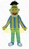 Ładny żółty nastolatek Bert Sesame Street Mascot Costume Cartoon Charakter z wyprostowanym czarnym włosami żółty glob nos nr 4794