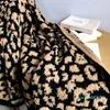 Delicate Knitted Leopard Print Blankets Winter Warm Faux Fur Microfiber Stich Plaid Bedspread Fluffy Adult Blanket