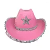 Berets Performance Hat Cowboy Star Sequin Kids Party Cosplay for Men Cowgril Come Costume