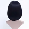 Perruques Lace Front Wig Frange Droite Bob Femme Cheveux Courts Noir Fibre Chimique Couvre-chef