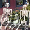 Decoração de festa Halloween prop esqueleto humano FL Tamanho Skl Hand Life Body Anatomy Model Decor Assombrado Casa Adeços ósseos Decoração de Cabeça Dhlxl