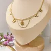 18K Gold Plated Stainless Steel Necklaces Choker Chain Letter Lock Pendant Statement Fashion Womens Necklace Wedding Jewelry Accessories