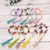 Perle en silicone bracelet ￩lastique bracelet Keychain PU Cuir Pen Pendant Multi Color Facultatif