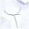 Chains Chains Designer Style Big Yshape Alphabet Pendant Chain Zircon Necklace Punk Hiphop Fashion Womens Stainless Steel Jewelry Dr Dhf0C