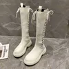 Senhoras tornozelo botas vestido sapatos plataforma de inverno joelho coxa salto alto calçado feminino saltos grossos couro moda feminina botas