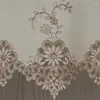 Curtain Sunshade Half-curtain Countryside Flower Embroidered Window Valance Lace Hem Coffee For Kitchen Cabinet Door