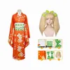 Anime Super Danganronpa 2 Hiyoko Saionji Hiyoko Kimono Cosplay Cosplay Wigs Buty Orange Dress Kimono Dress Costumes Halloween J220720