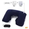 Inflatable PVC Neck Pillow Eye Mask Earplugs Sleep Suit Travel Three Set Convenient U-shaped Flocking Comfortable Relax Soft Almohada Inflable Para El Cuello De PVC