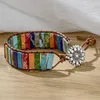 Charm Bracelets 7 Chakra Reiki Healing Natural Stone Beaded For Men Women Handmade Rope Leather Wrap Yoga Flower Jewelry Gift