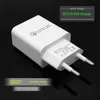 QC 3.0 chargeurs rapides de téléphone portable Charge murale de voyage USB 18W chargeur rapide US prise ue adaptateur secteur sécurité intelligente