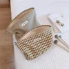 Kahaki Houndstooth Women Makeup Cosmetic Bag Cotton Plaid Cosmetics Organizer Stor toalett Kit Skönhet Makeup Lagring