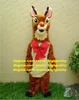 Mascote de veado marrom inteligente mascot mascotte cerf caribou rangifer com grande gravata borboleta vermelha sino sino adulto nº1774 navio grátis