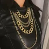 Choker 2022 Kvinnliga modehalsband krage hängen trendiga chunky guldmetallkedja flera lager uttalande smycken