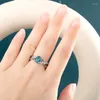 Anneaux de mariage Bella Box Engagement pour femmes Fashion Lady Bijoux avec forme ovale Blue Gemstone 2022 Arrivées Taille 6-10