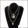 Kedjor bohemisk s￶t fj￤ril choker halsband f￶r kvinnor mtilayer hj￤rth￤nge kassakedja 2021 mode kvinnliga chocker smycken c dhe2r
