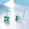Manchette d'oreille UMCHO créé vert émeraude pierres précieuses boucles d'oreilles à clip pour les femmes solide 925 en argent Sterling cadeaux d'anniversaire accessoires 22118491863