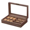 Watch Boxes High-end Wooden /Pu Leather 6 3 Slot Handmade Sunglasses Organizer Multi-function Stand Box Jewelry Display