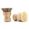 Household Cleaning Tools Round Wood Brush Handle Pot Dish home Sisal Palm Bamboo Kitchen Chores Rub Cleaning Brushes LT160